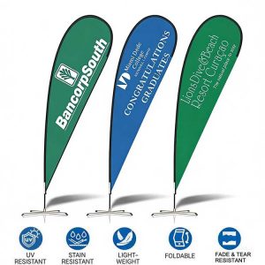 China Factory Custom Promotional Beach Flags Advertising Outdoor Flying Banner Waterproof Racing Teardrop Flag Banner