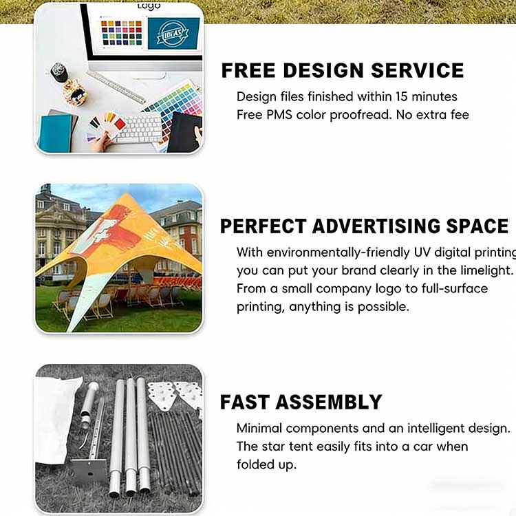 China Factory Display Event Tents Pop Up Canopy Tents Waterproof Spider Tents Custom Single Pole Start Tent