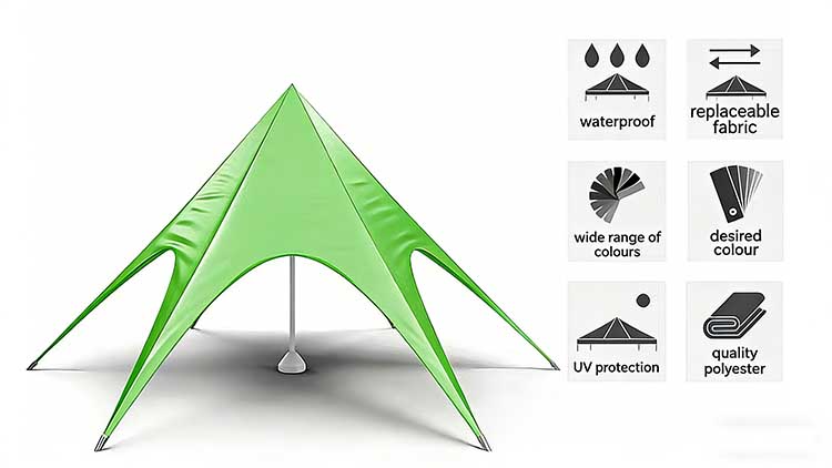 China Factory Display Event Tents Pop Up Canopy Tents Waterproof Spider Tents Custom Single Pole Start Tent