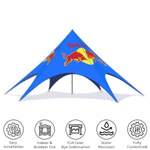 China Factory Indoor and Outdoor Sports Events Pop-up Star Tent for Trade Shows Display Custom Single Pole Spider Tent