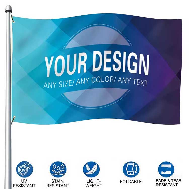 China Factory Outdoor Digital Print Business Polyester Flags Event Marketing Fabric Banners Sports Custom Flags 3X5