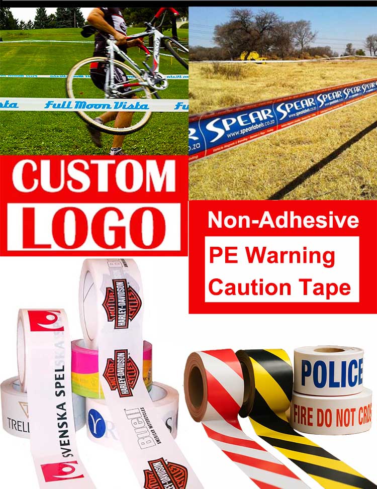 China Factory Outdoor Indoor Events PVC PE Film Flagging Barrier Tape Advertising Custom Logo Printed Barricade Tape