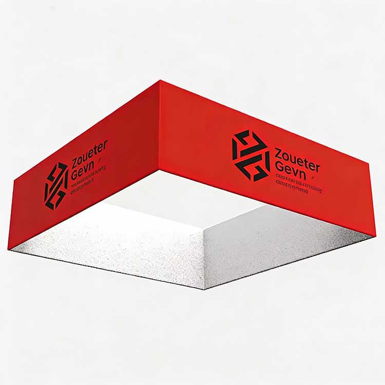 Custom Overhead Ceiling Square Hanging Banner Exhibit Single Side Printed Tension Fabric Trade Show Hanging Signs