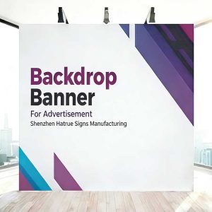 Custom Portable Media Backdrop Wall Tension Fabric Banner Exhibition Telescopic Stand Step And Repeat Banner