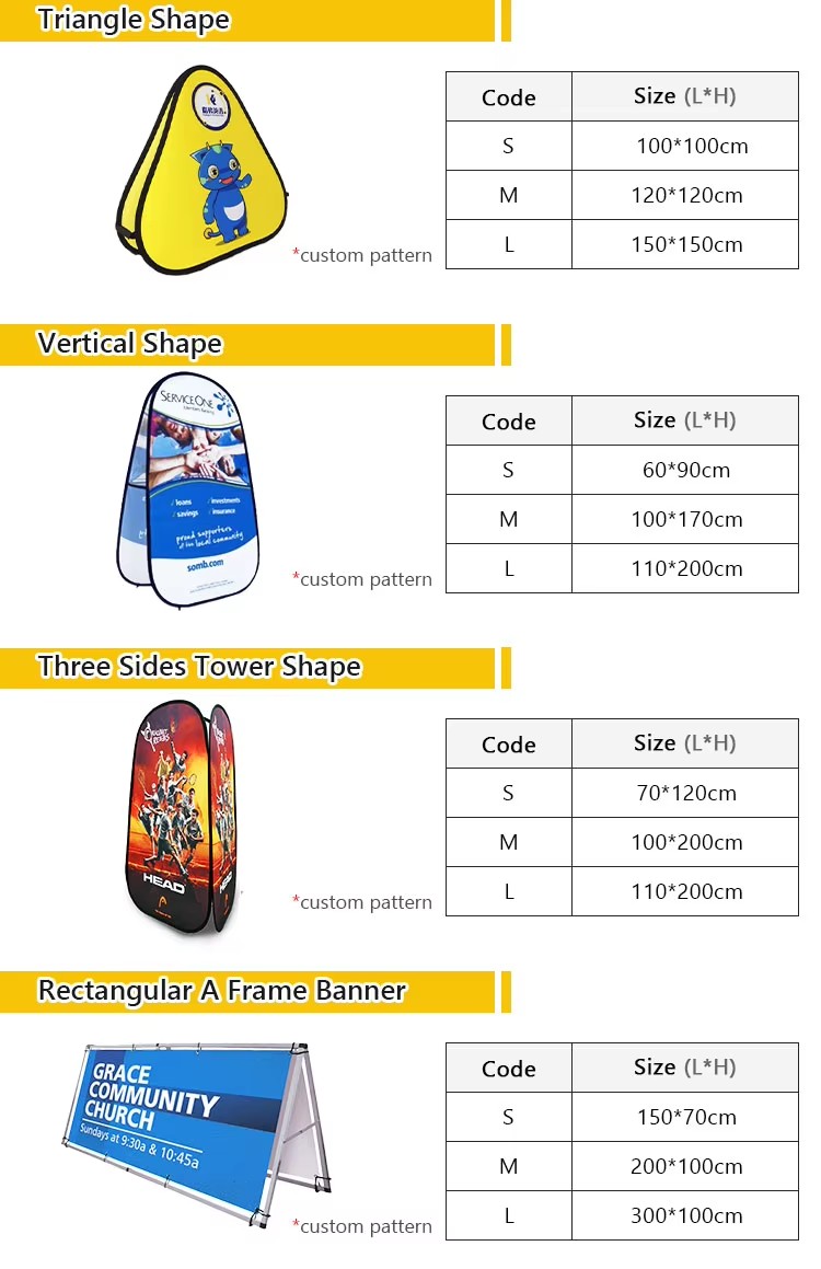 Outdoor Sports Events Advertising Logo Pop Out Banner Sign Trade Show Exhibition Custom Printed Pop Up A Frame Banner