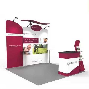 Portable Fair Exhibition Stand Builder Easy Setup Tension Fabric 10x10 Pop Up Exhibition Booth Trade Show Booth Displays