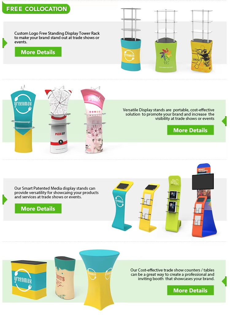 Portable Fair Exhibition Stand Builder Easy Setup Tension Fabric 10x10 Pop Up Exhibition Booth Trade Show Booth Displays