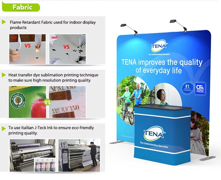 Portable Fair Exhibition Stand Builder Easy Setup Tension Fabric 10x10 Pop Up Exhibition Booth Trade Show Booth Displays