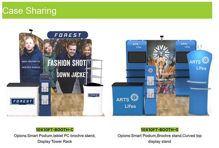 Portable Fair Exhibition Stand Builder Easy Setup Tension Fabric 10x10 Pop Up Exhibition Booth Trade Show Booth Displays