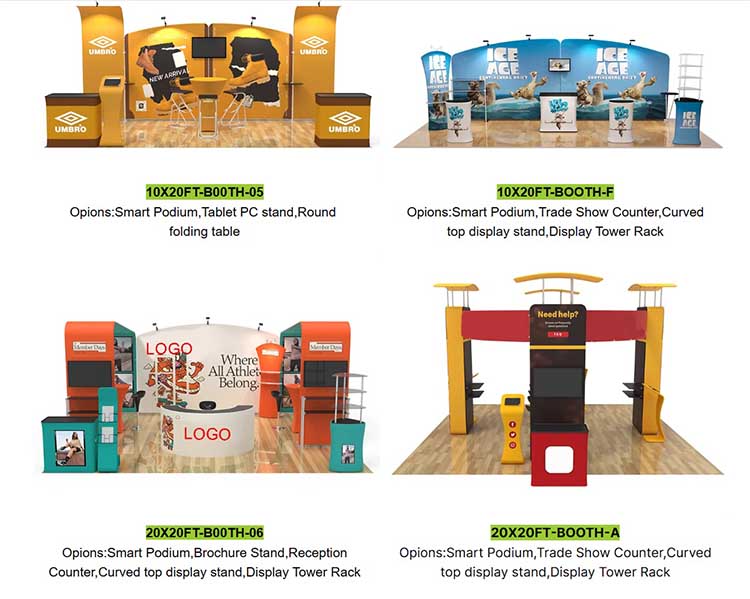 Portable Fair Exhibition Stand Builder Easy Setup Tension Fabric 10x10 Pop Up Exhibition Booth Trade Show Booth Displays