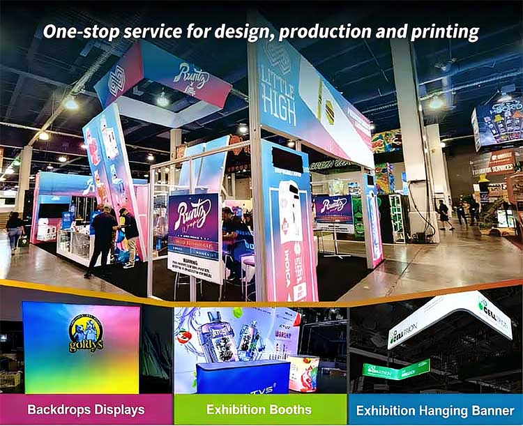Portable Fair Exhibition Stand Builder Easy Setup Tension Fabric 10x10 Pop Up Exhibition Booth Trade Show Booth Displays