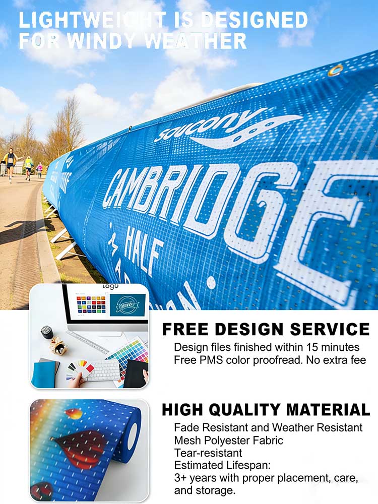 Sport Event Polyester Mesh Banner Outdoor Hanging Barricade Covers Custom Print Fence Cover Fabric Mesh Banner