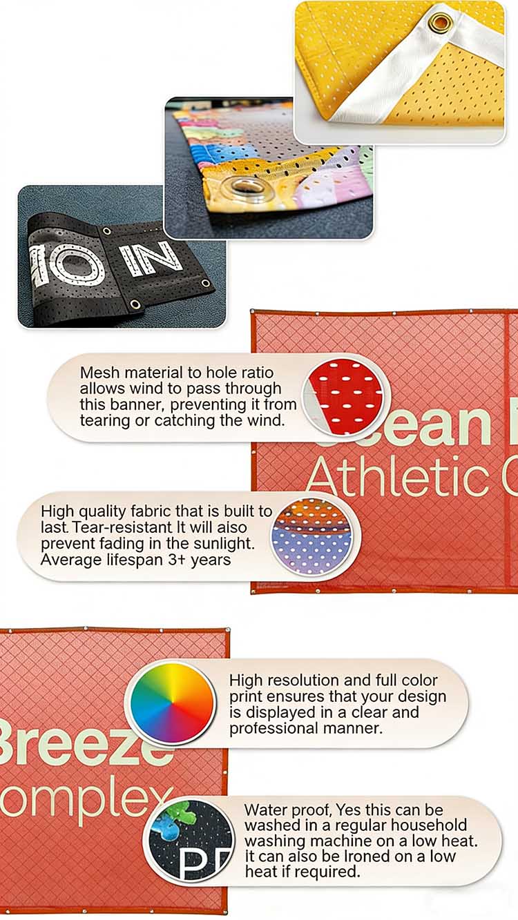 Sport Event Polyester Mesh Banner Outdoor Hanging Barricade Covers Custom Print Fence Cover Fabric Mesh Banner