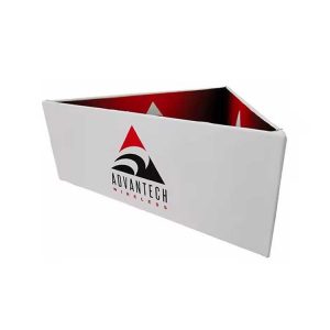 Tradeshow Expo Custom Triangle Hanging Sign Exhibition Tension Fabric Hanging Banner Stand Suspended Ceiling Sign