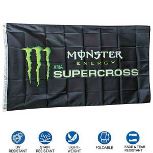 Custom Monster Energy Supercross Racing Event Outdoor Banner Mancave Garage Flag Motorcycle Sports Business Flags