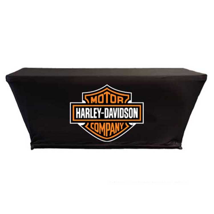 Custom Tablecloths for Motorcycle Racing – 6'', 8'' & 10'' Spandex Fabric Table Cover for Pit Tables & Paddock Displays