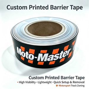 Custom Branded Barricade Tape Reliable Temporary Outdoor Barrier Tape For Motorcycle Pit Lane & Spectator Area Marking