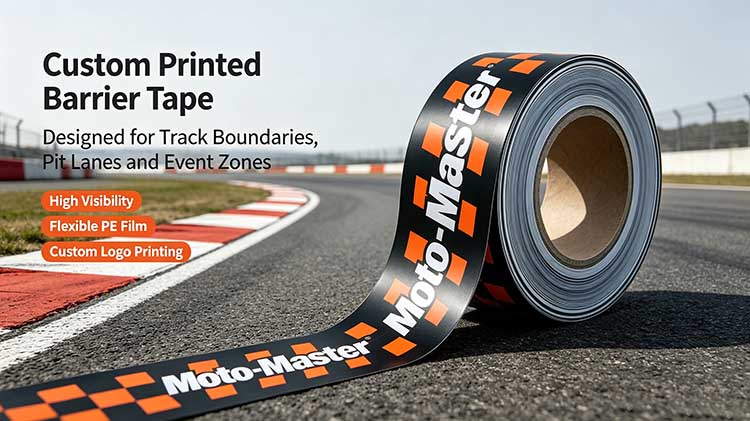 Custom Printed Barricade Tape High Visibility Marking for Motorcycle Racing Events