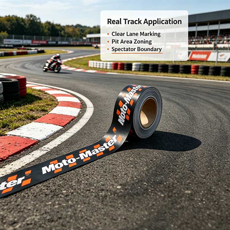 Motorsport Custom Barricade Tape, Durable PE Zone Marking Tape For Race Track Partitioning